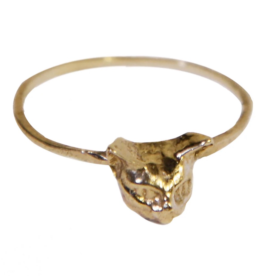 Bnwt Verameat Gold Brass Cheshire Kitty Dainty Ring